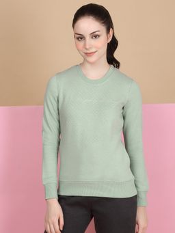 Sweet Dreams - Women Green Polka Print Sweatshirt