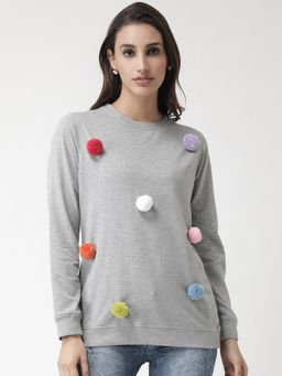 Club York - Women Grey Solid Sweatshirt