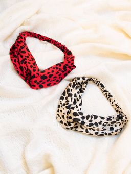 Arendelle - Red and Beige Cheetah Print Head Bands (Pack of 2)