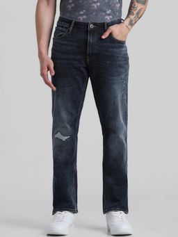 Jack & Jones - Navy Blue Clark Regular Fit Mid Rise Stretch Jeans