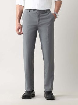 Arrow - Mens Textured Regular Fit Dobby Grey Formal Trouser