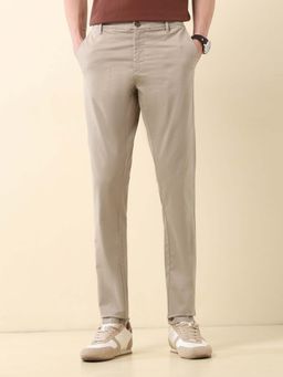 U.S. POLO ASSN. - Mens Textured Austin Slim Beige Fit Casual Trouser