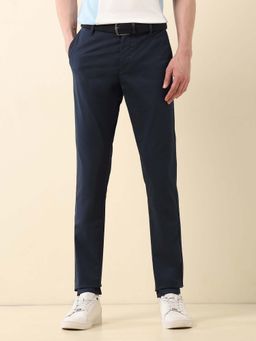 U.S. POLO ASSN. - Mens Textured Austin Slim Fit Navy Blue Casual Trouser