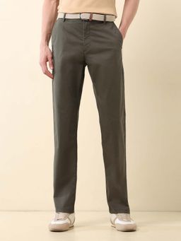 U.S. POLO ASSN. - Mens Textured Riley Straight Fit Olive Casual Trouser