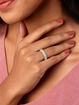 Mia by Tanishq - Peridot Promenade Silver Finger Ring