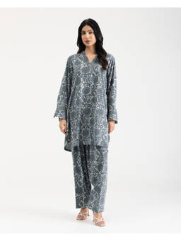 Setara - Women's Grey Cotton Printed Kurta and Salwar