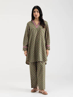 Setara - Women's Green Cotton Printed Kurti and Salwar