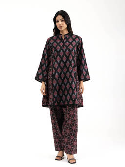 Setara - Women's Black Cotton Floral Kurti and Salwar