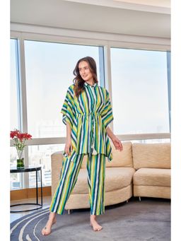 SAY - Multi Color Printed Women Pure Cotton Kaftan & Pyjama Night Suit (Set of 2)