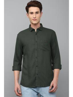 Louis Philippe - Men Textured Green Shirt