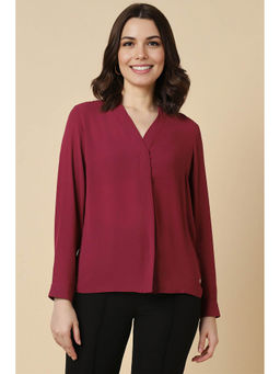 Allen Solly - Women Red Solid Long Sleeves Shirt