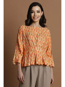 Allen Solly - Women Orange Floral Print Casual Top