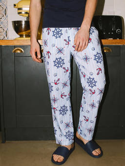 Bewakoof - Mens Sky Blue All Over Printed Pyjama
