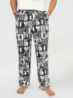 Bewakoof - Mens Black & White All Over Printed Pyjama