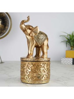 HomeTown - Miraya Polyresin Figures And Sculptures-3 In Gold Colour