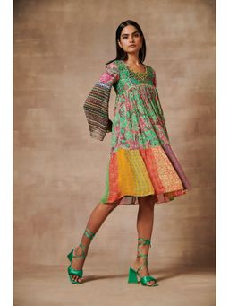 Saundh - Mizo Green Flared Dress