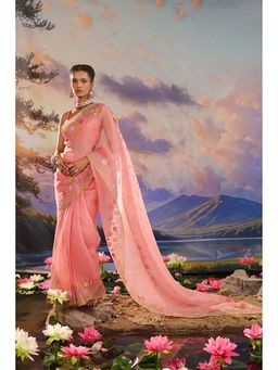 CHARU MAKKAR - Noori Floral Embroidered Saree with Unstitched Blouse