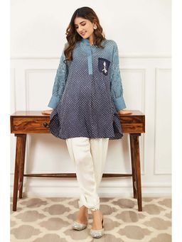 Twenty Nine - Crushed Bandhani Blue Oversize Kurta