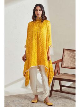 Twenty Nine - Gaji Silk Bandhani Long Yellow Tunic