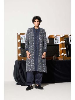 Twenty Nine - Long Overlay Chikankari Blue Kurta