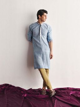 Twenty Nine - Powder Blue Bandhani Mirrorwork Kurta