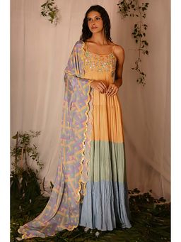 Nirmooha - Multi-Colour Chignon Round Neck Embroidered Anarkali Kurta With Dupatta