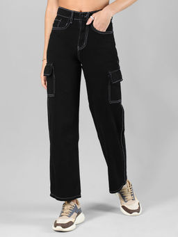 HONNETE - Women Casual Black Regular Straight Fit Jeans