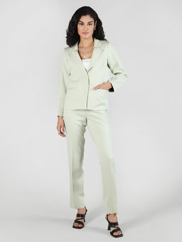 HONNETE - Women Casual Green Regular Fit Solid 2 Pc Summer Coat (Set of 2)