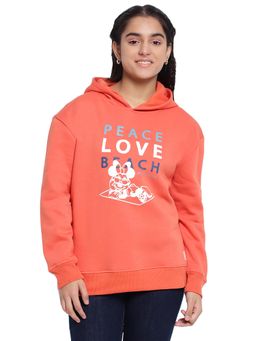 Lil Tomatoes - Girls Printed Disney Cotton Fleece Hoodies Orange