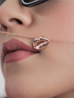 STERLYN - Pouty Lips Silver Necklace