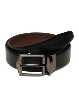 Teakwood - LEATHERS Men Solid Formal Reversible Black & Brown Leather Belt