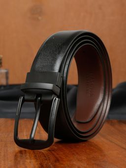 Teakwood - LEATHERS Men Solid Formal Reversible Black & Brown Leather Belt