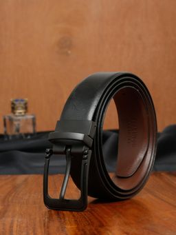 Teakwood - LEATHERS Men Solid Formal Reversible Black & Brown Leather Belt