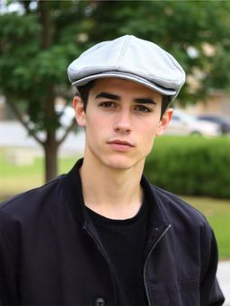 CHOKORE - Dark Grey Retro Leather Newsboy Beret Cap