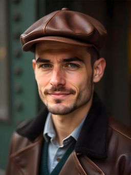 CHOKORE - Coffee Brown Retro Leather Newsboy Beret Cap