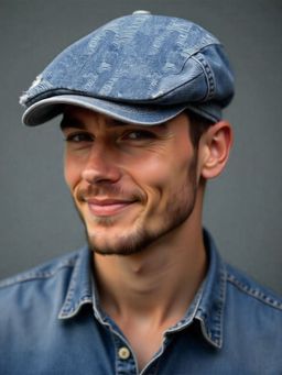 CHOKORE - Blue Classic Ripped Textured Denim Ivy Beret Cap