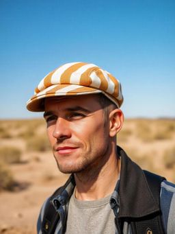 CHOKORE - Camel Brown Stripes Retro Western Beret Cap
