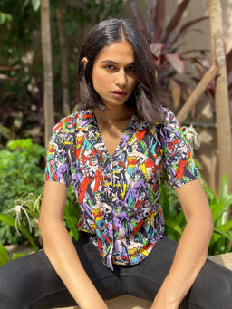 The Souled Store - Official DC: Girl Gang Graphic Printed Multi-Color Hawaiian Shirts