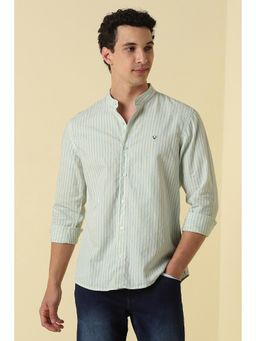Allen Solly - Green Stripes Full Sleeves Casual Shirt