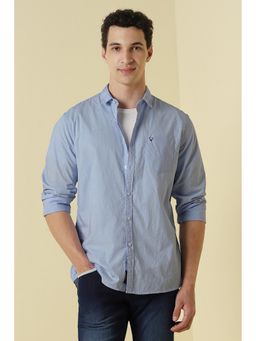 Allen Solly - Blue Textured Full Sleeves Casual Shirt