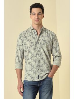 Allen Solly - Green Floral Full Sleeves Casual Shirt