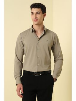 Allen Solly - Beige Solid/Plain Full Sleeves Formal Shirt
