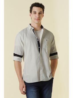 Allen Solly - Grey Textured Full Sleeves Casual Shirt