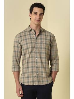 Allen Solly - Beige Checks Full Sleeves Casual Shirt