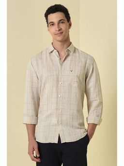 Allen Solly - Beige Checks Full Sleeves Casual Shirt