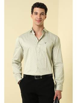 Allen Solly - Beige Printed Full Sleeves Casual Shirt