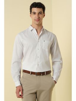 Allen Solly - White Geometric Full Sleeves Formal Shirt