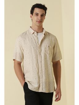 Allen Solly - Beige Printed Half Sleeves Casual Shirt