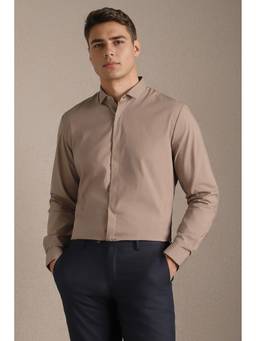 Louis Philippe - Brown Textured Full Sleeves Casual Shirt