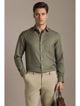 Louis Philippe - Olive Textured Full Sleeves Formal Shirt